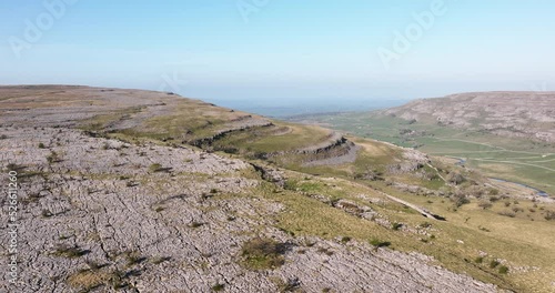 Aerial shot of limestone pavementin Yorkshire photo