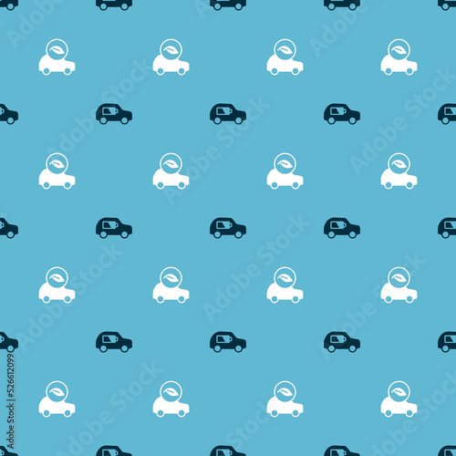 Set Electric car and Eco on seamless pattern. Vector