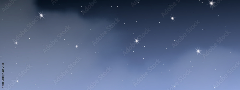 Obraz premium Night sky with clouds and many stars