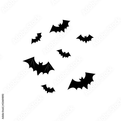 Halloween icons set of bats in black