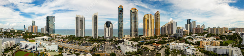Fototapeta premium Aerial drone panorama Sunny Isles Beach Florida