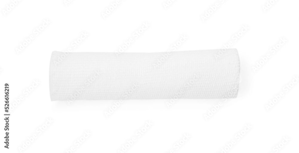 Obraz premium Medical bandage isolated on white, top view