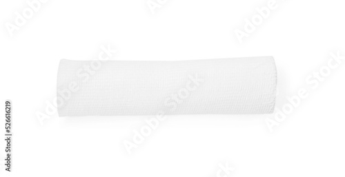 Medical bandage isolated on white, top view
