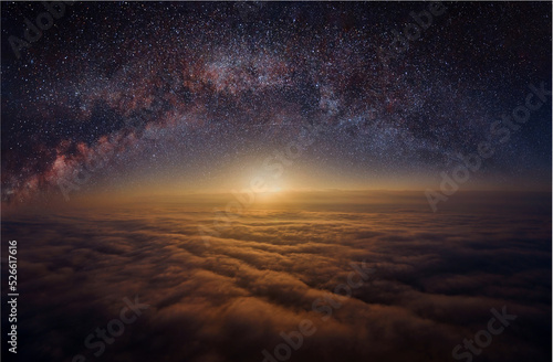 Clouds and stars in the blue night sky. © maykal