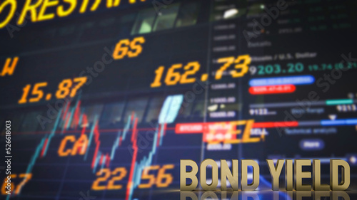 The bond yield gold text for business concept 3d rendering