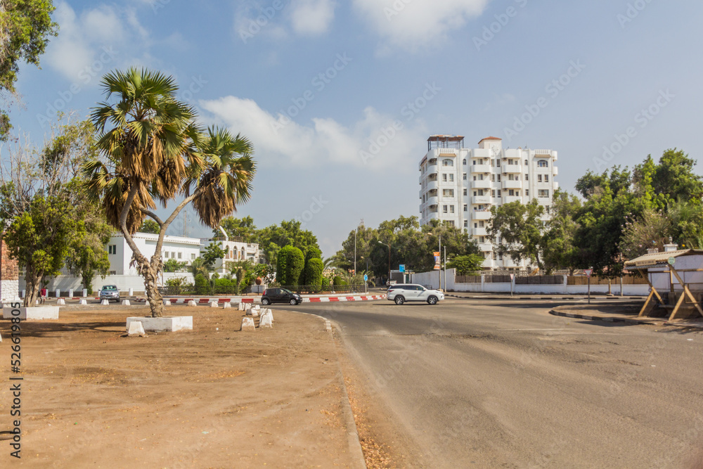 View of a roundabout in Djibouti, capital of Djibouti.