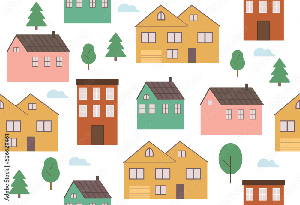 Fototapeta premium Houses seamless pattern