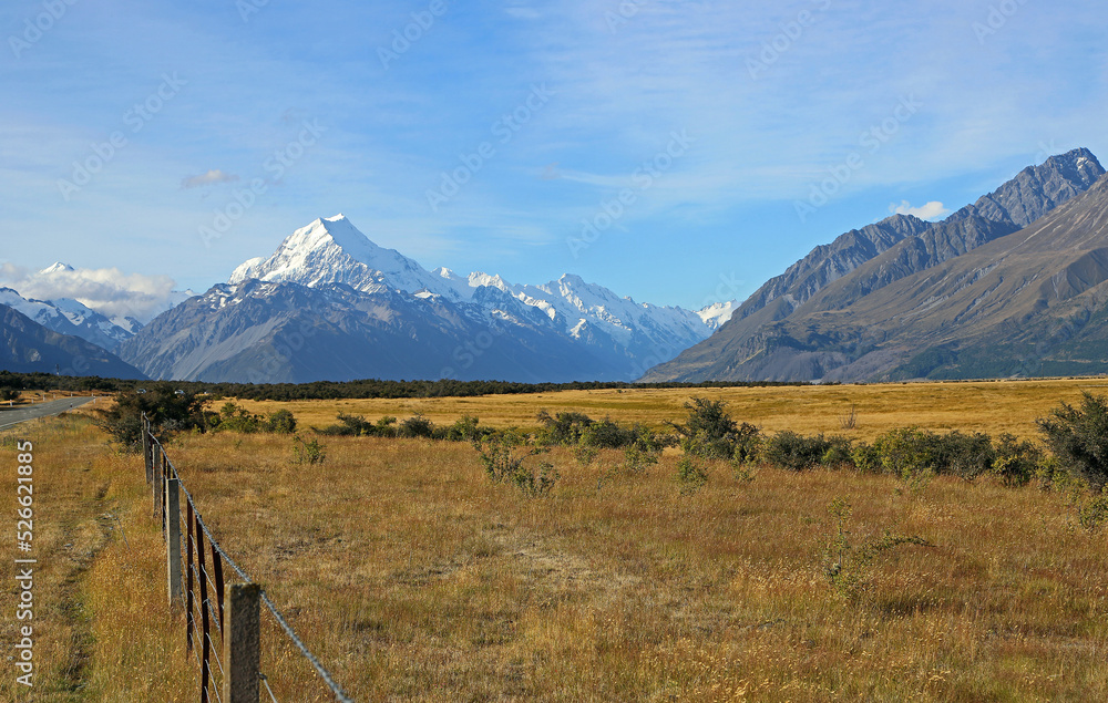 Fence and Mt Cook - New Zealand
