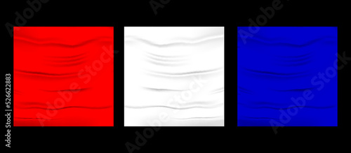 Wrinkled poster template set. Isolated glued paper mockup