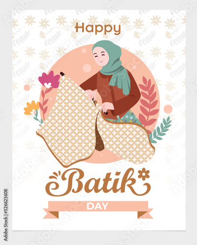 Batik day banner background design