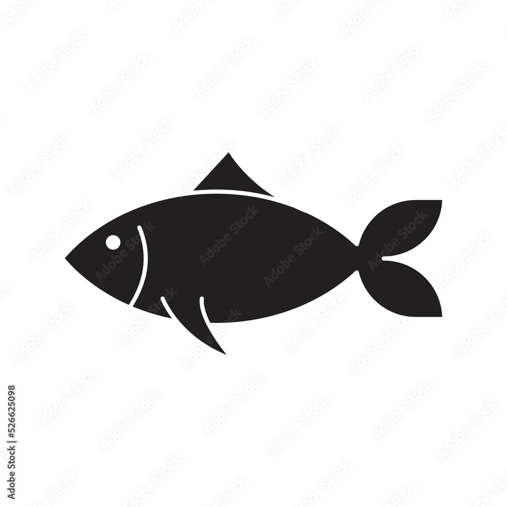 Fish icon black silhouette. Fisheries logo symbol. aquarium fish icon. isolated on white background Fish icon black silhouette. Fisheries logo symbol. aquarium fish icon. isolated on white background