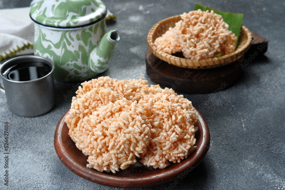 indonesian traditional snack-Rengginang or ranginang is a kind of thick cracker made from glutinous rice indonesian traditional snack-Rengginang or ranginang is a kind of thick cracker made from glutinous rice