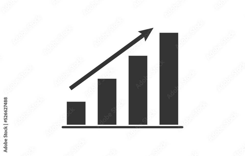 growing graph, bar chart, Flat icon isolated on the white background, flat design vector illustration. growing graph, bar chart, Flat icon isolated on the white background, flat design vector illustration.