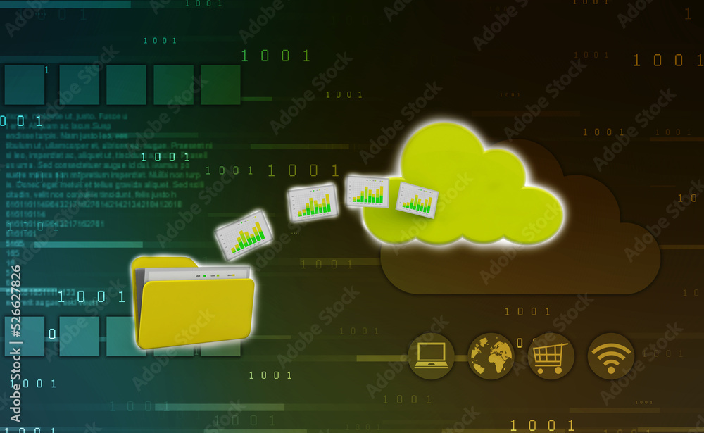 Naklejka premium 3d rendering Cloud computing concept, Cloud internet technology concept background, Cloud computing and network data Storage concept