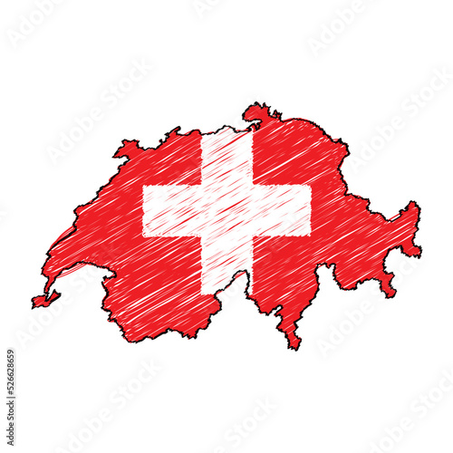 Switzerland map with chalk effect vector graphics