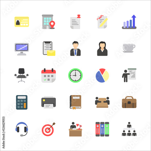 Business workplace office, Simple vector illustrator, Flat stye icons set, Pixel Perfect icons.