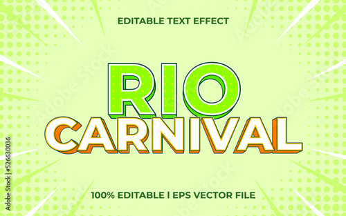 rio carnival 3d text effect with colorful theme. stylish text lettering typography font style
