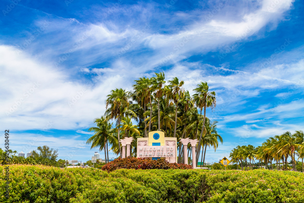 Welcome to Miami Beach road sign Welcome to Miami Beach road sign
