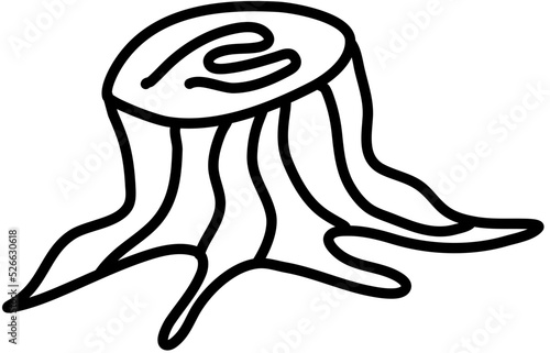 Tree Stump Doodle Line Drawing