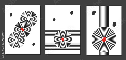 japanese zen garden wall art. boho style life balance poster. abstract vector geometric vector print set.