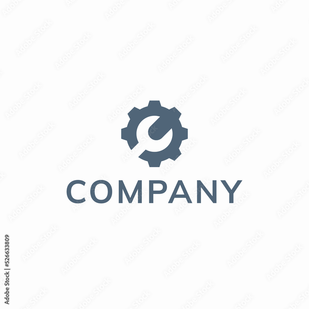 This logo is a combination of gear and wrench that has a simple, minimalist, modern, abstract style. This logo is a combination of gear and wrench that has a simple, minimalist, modern, abstract style.
