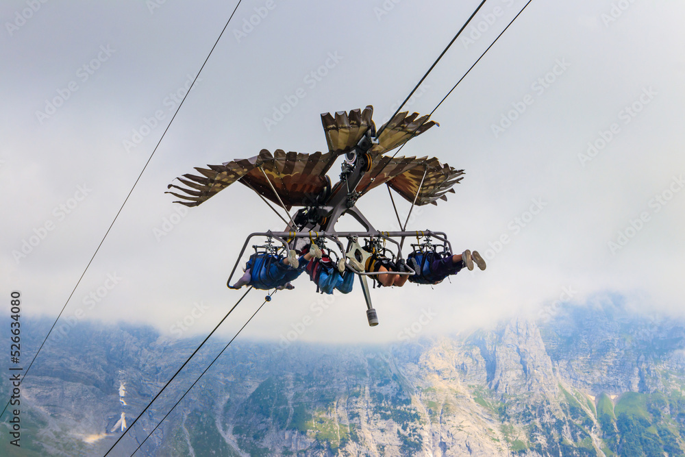 Grindelwald First peak activity First Glider, Switzerland. Flying
