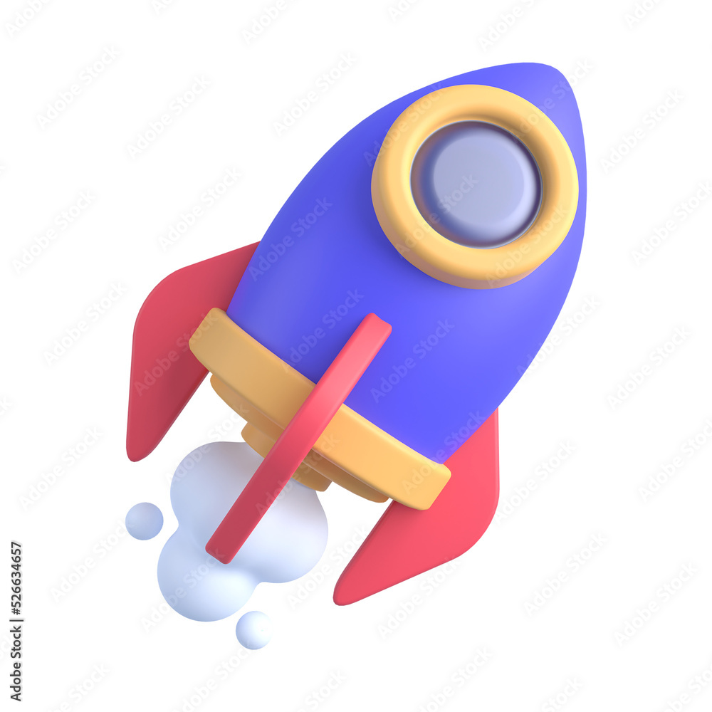 3d illustration of rocket icon 3d illustration of rocket icon