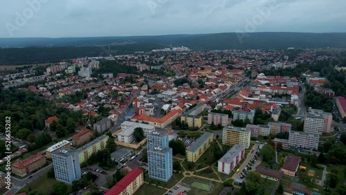 Aerial view of the city Rakovnik in the czech Republic on a cloudy day photo