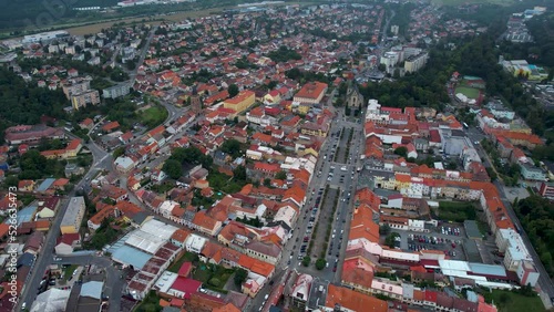 Aerial view of the city Rakovnik in the czech Republic on a cloudy day photo