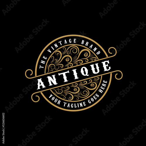Antique retro luxury victorian calligraphic logo with ornamental.