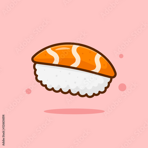 Sushi Cartoon Vector Illustration. Good Used for Sticker, Logo, Icon, Clipart, Etc - EPS 10 Vector