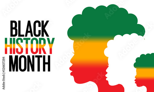 Black History Month or American African history celebration poster with afro woman