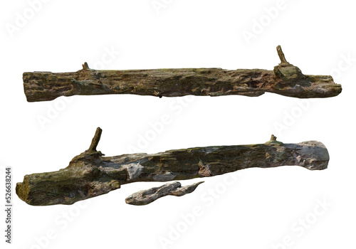Logs decorate the garden on a transparent background 