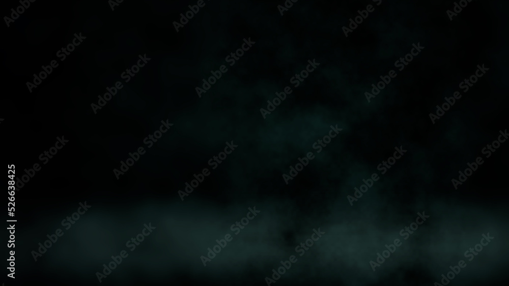 dark blue - green scene bg with smoke - abstract 3D illustration