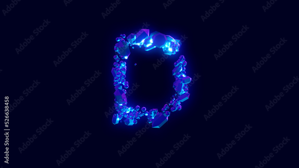 magic brilliants or ice crystals - letter D, creative font, isolated - object 3D rendering magic brilliants or ice crystals - letter D, creative font, isolated - object 3D rendering