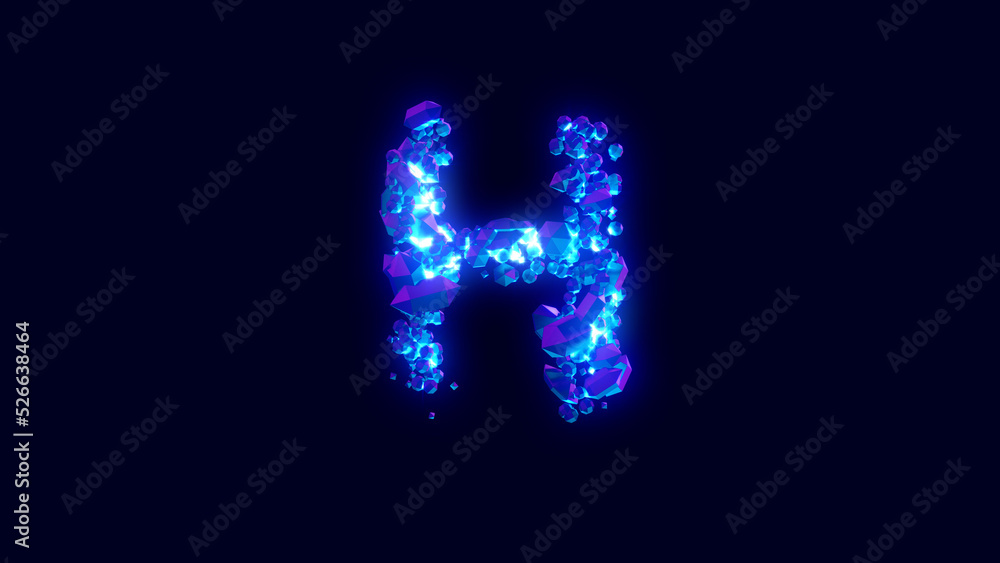 magic brilliants or ice crystals - letter H, creative alphabet, isolated - object 3D illustration