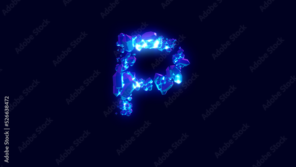 magic brilliants or frozen ice - letter P, creative font, isolated - object 3D illustration magic brilliants or frozen ice - letter P, creative font, isolated - object 3D illustration
