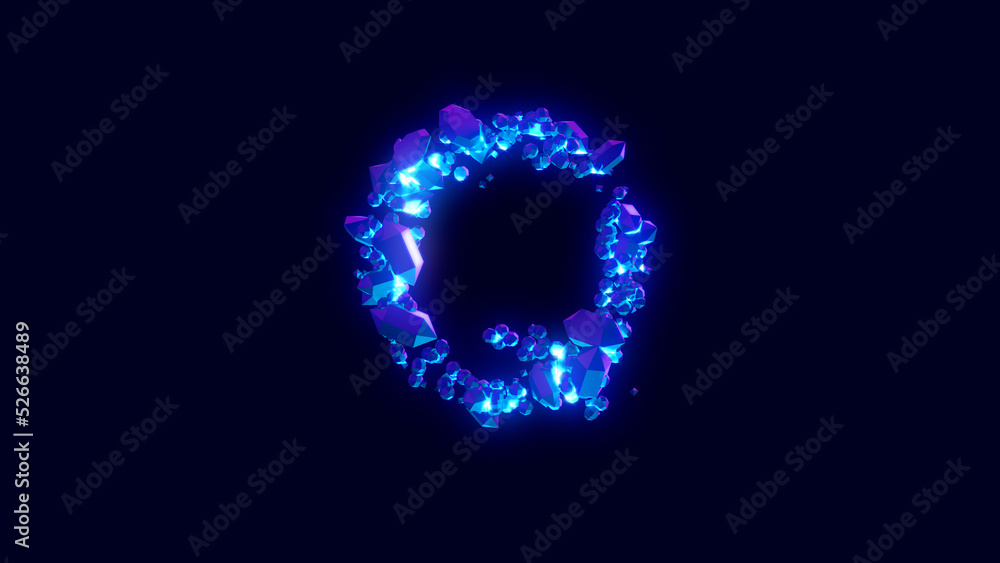 magic brilliants or ice crystals - letter Q, creative alphabet, isolated - object 3D illustration