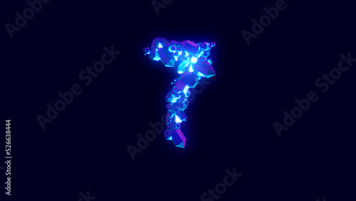 magic brilliants or frozen ice - number 7, creative alphabet, isolated - object 3D illustration