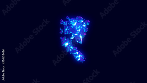 magic brilliants or ice crystals - rupee sign, creative alphabet, isolated - object 3D rendering
