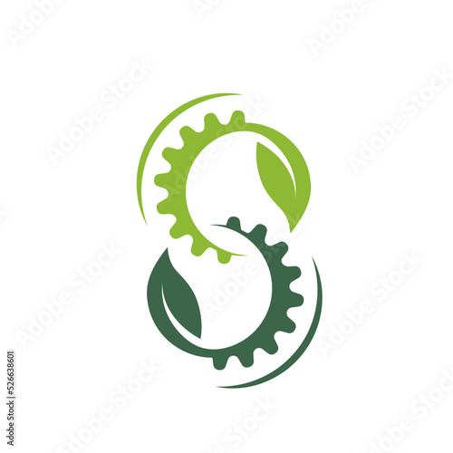 s letter gear leaf concept design template