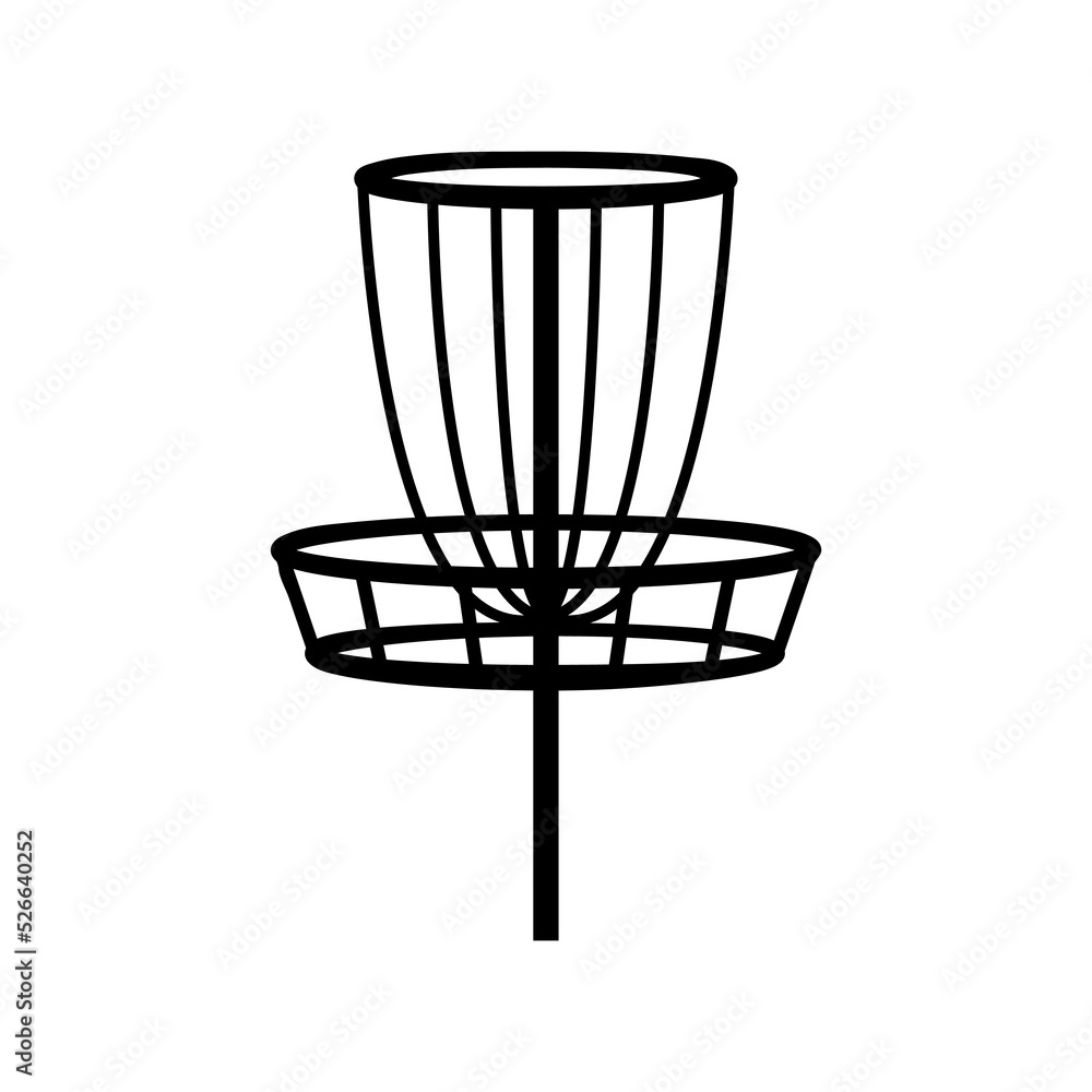 Disc golf basket icon. Vector outline illustration isolated on white