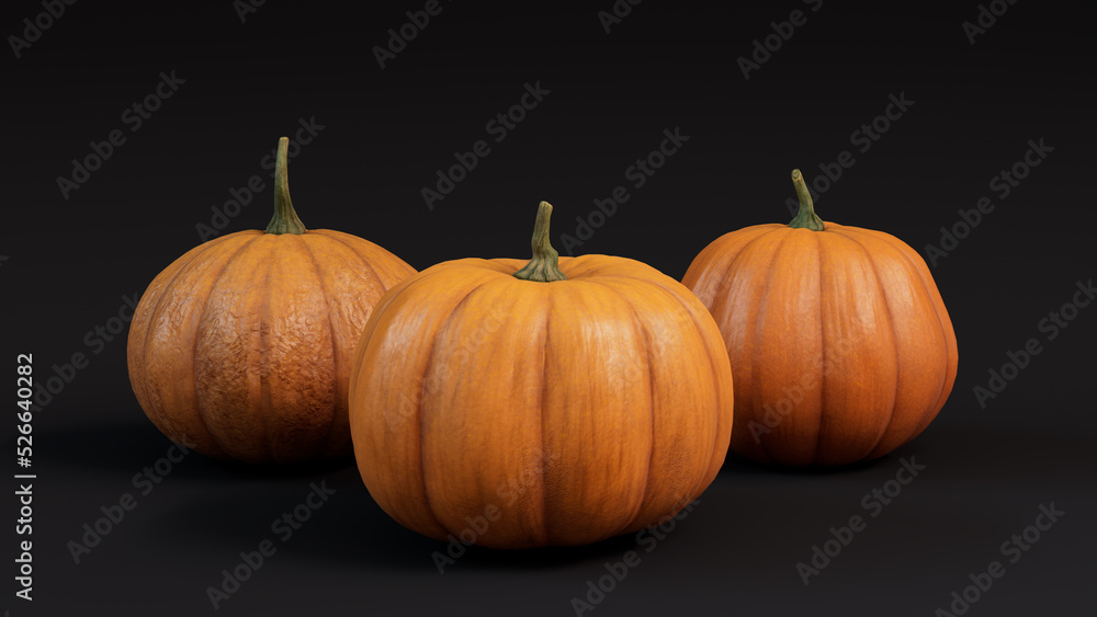 Contemporary Fall Wallpaper with a collection of Pumpkins on Black background.