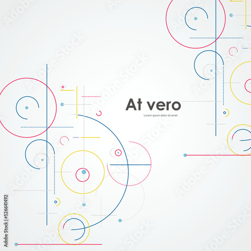 Abstract illustration. Circular elements in creative pattern with abstract geometric objects. Modern vector design digital dots and dotted circles
