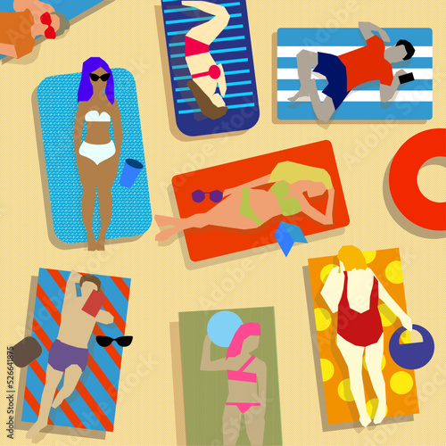 many people sunbathe on the beach