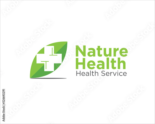 leaf cross for nature health and medical service logo designs simple modern