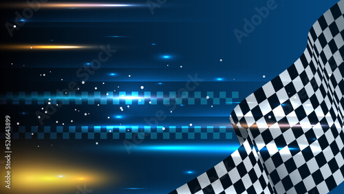 3d realistic racing style wavy flag checkered speed motion light movement background championship