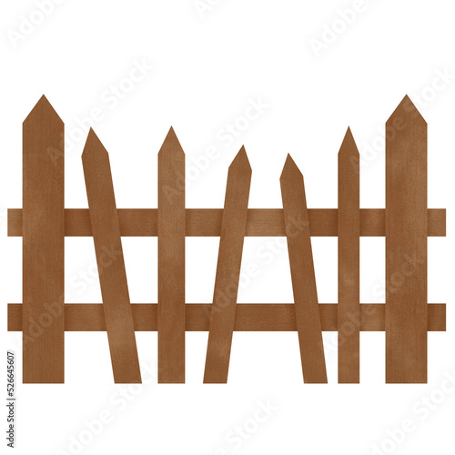 brown wooden fence watercolor illustration