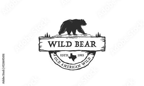 wild Bear logo design vector premium, emblem logo vintage illustration