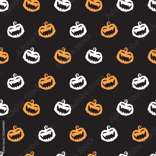 Halloween Pumpkin Scary Face Vector Graphic Seamless Pattern